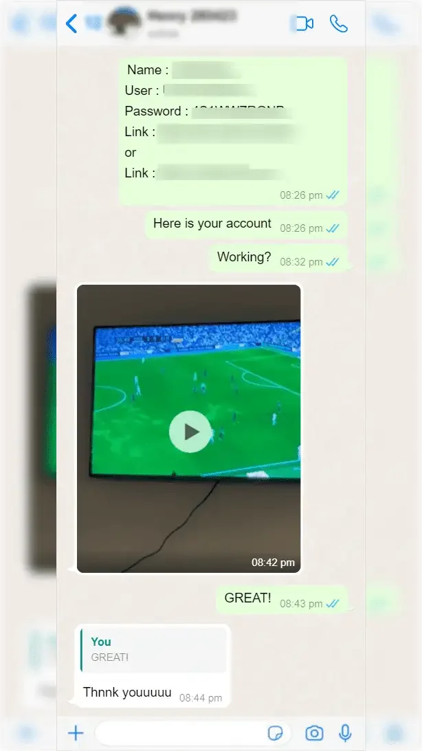 WhatsApp conversation with a subscriber, screenshot 1 of 8